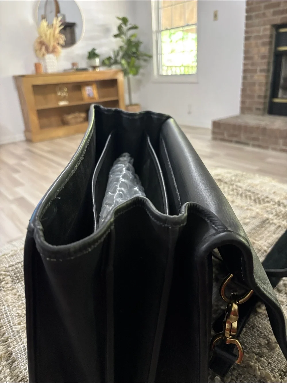 SACOCHE‎ International Briefcase Bag Black Leather Crossbody Laptop Bag